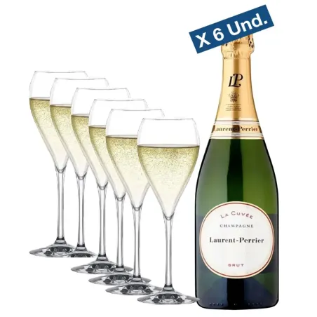 Pack 6 Botellas Laurent-Perrier La Cuvee + 6 Copas
