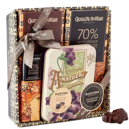 Cesta Chocolate Origenes Naranja Amatller