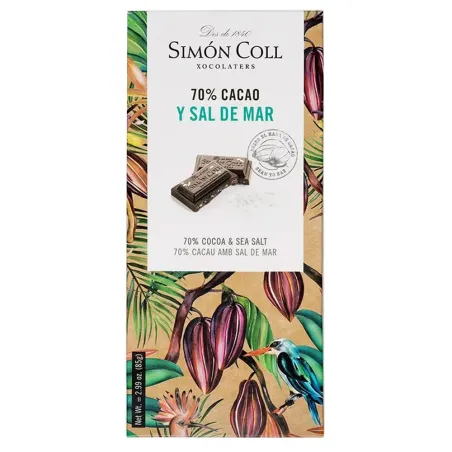 Tableta de Chocolate Simon Coll 70% cacao con sal de mar 85g