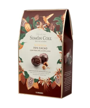 Bombones Simon Coll de Praline Avellanas y Chocolate 70% cacao Estuche 144g