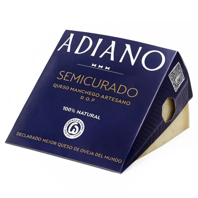 Cuña de Queso Manchego Adiano SemiCurado en estuche de 250gr