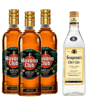 Pack 3 Havana Añejo Origen + 1 Seagram's de Regalo