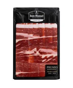 Juan Manuel Jamón de bellota 100% raza ibérica cortado a cuchillo 80g.