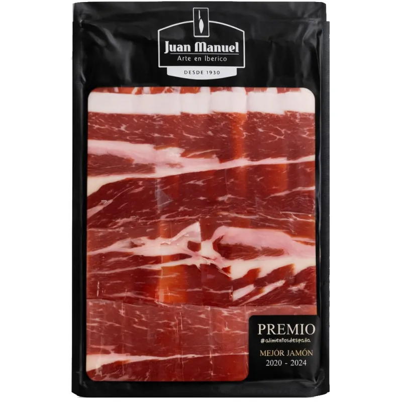 Juan Manuel Jamón de bellota 100% raza ibérica cortado a cuchillo 80g.