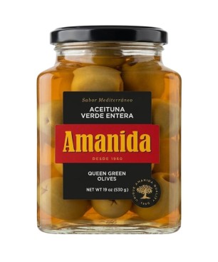 Aceituna Verde Entera Tarro Cuadrado Amanida 580ml