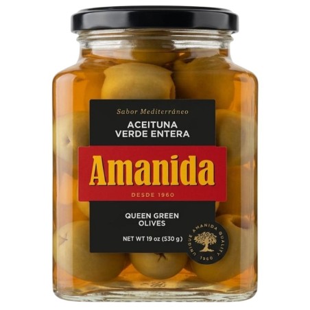 Aceituna Verde Entera Tarro Cuadrado Amanida 580ml